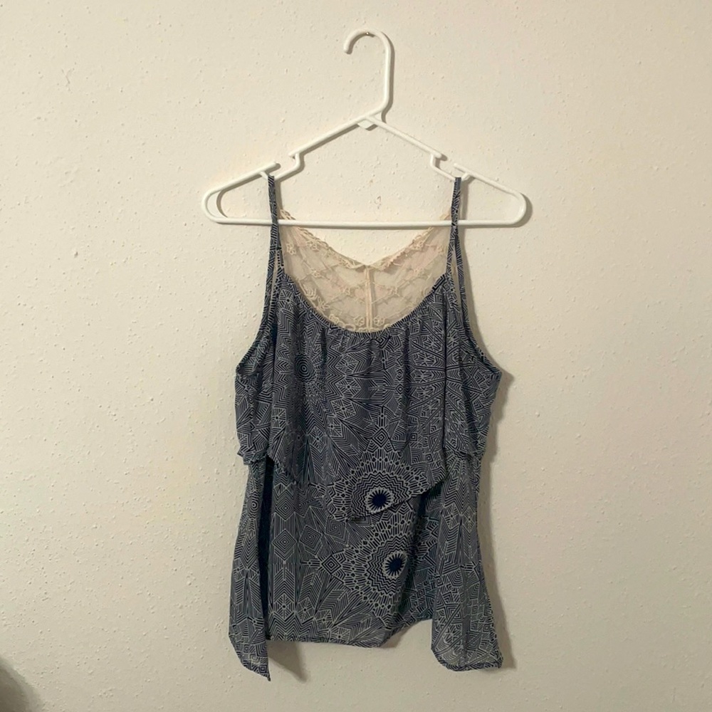 Decorative Spaghetti Strap Top with Lace Detail